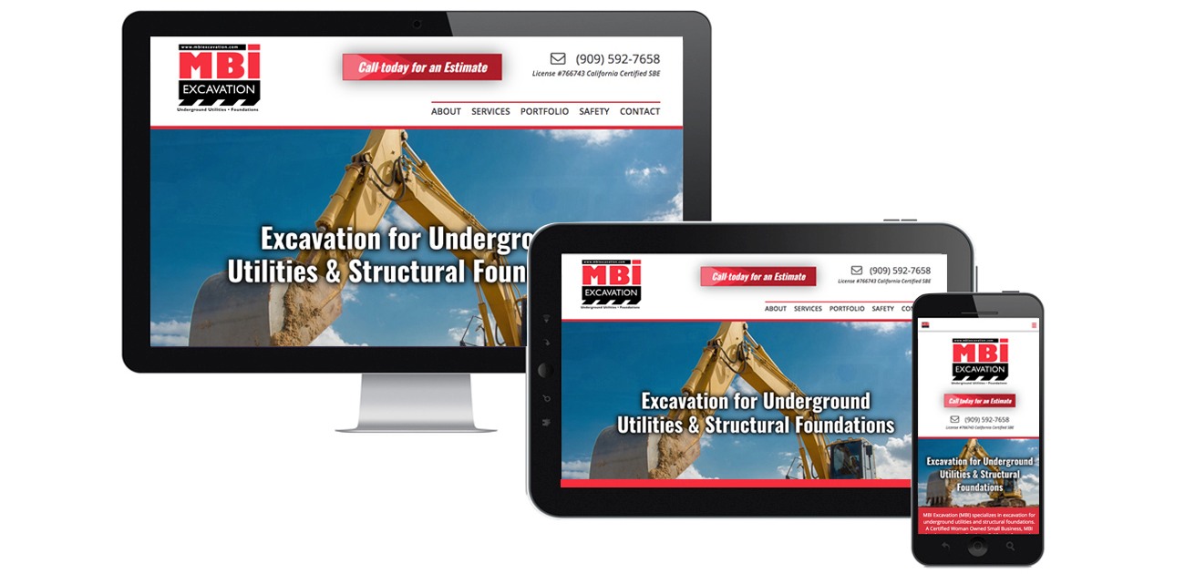 MBI Excavation Created all digital and print branding materials. Refreshed and updated all content and redesigned website.